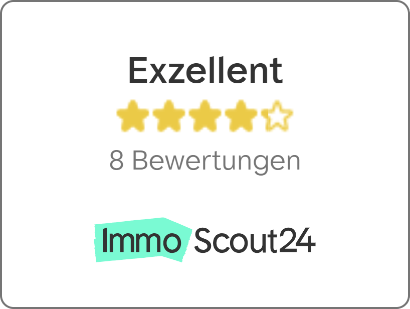 ein weißer Hintergrund mit einem gelben Stern und der Aufschrift „excellent 8 bewerrungen“.